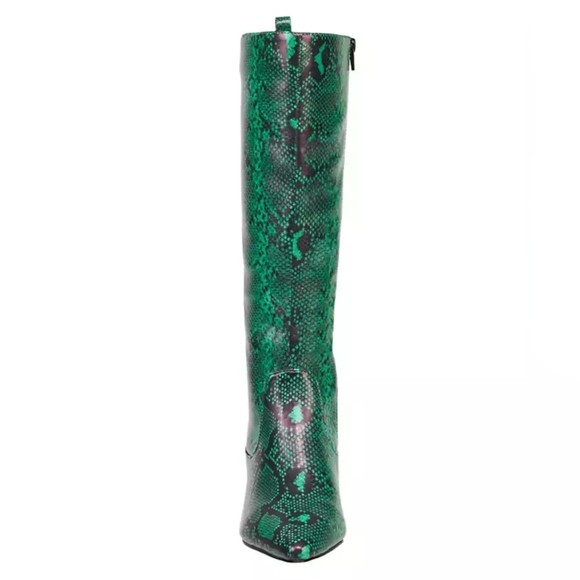 French Connection Green Snake Print Boots - Picture 1 of 7